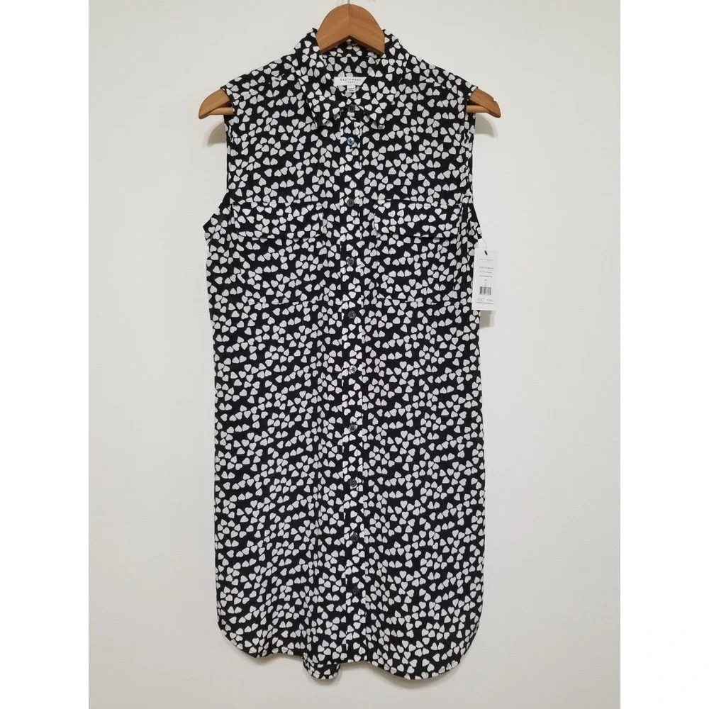 NWT Equipment Sleeveless Slim Signature Silk Shirt Dress Heart Print S $298